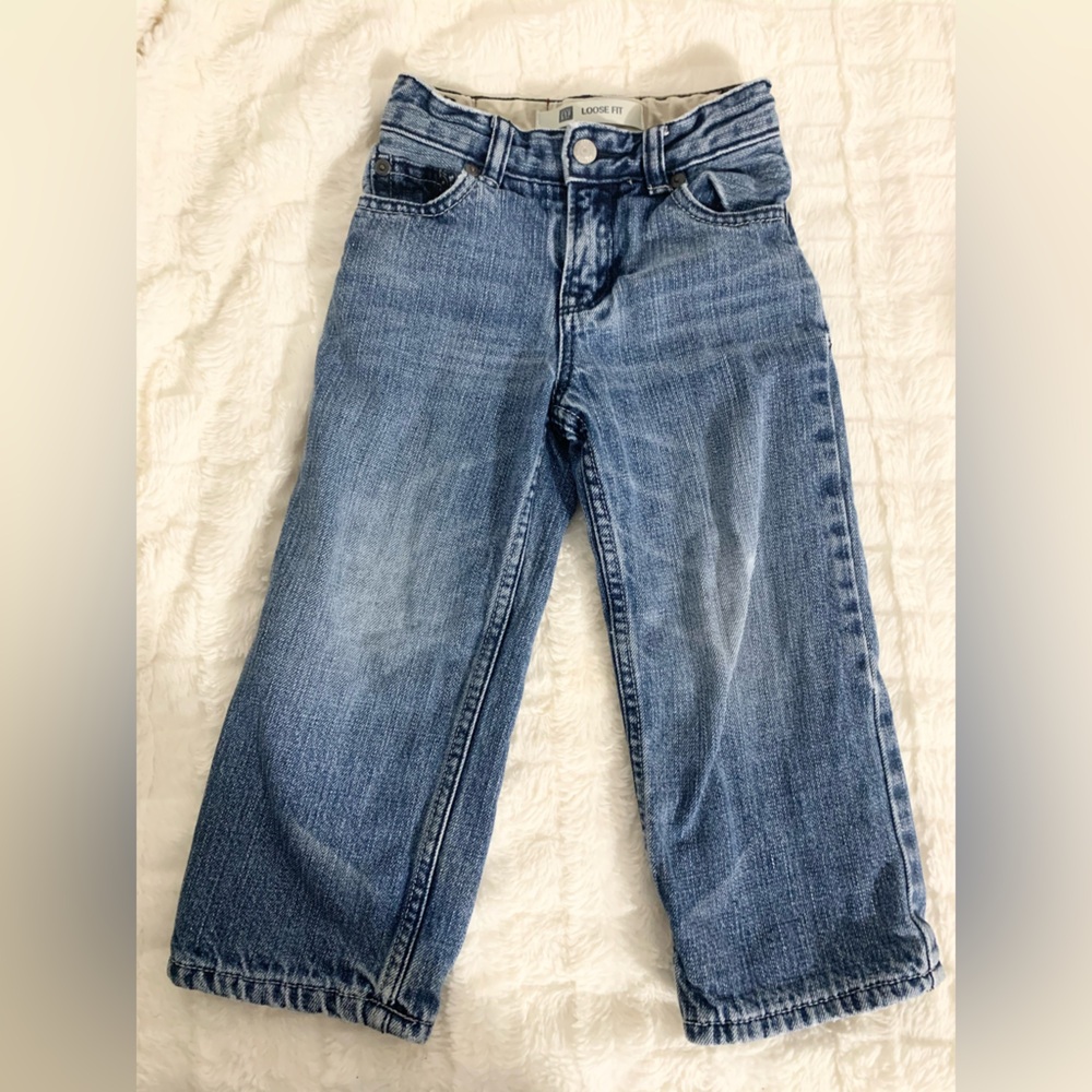Baby Gap Toddler Boy loose fit fleece lined denim jeans size 2 years
